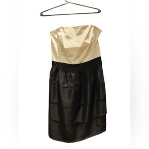 White House Black Market Strapless Black and White Dress